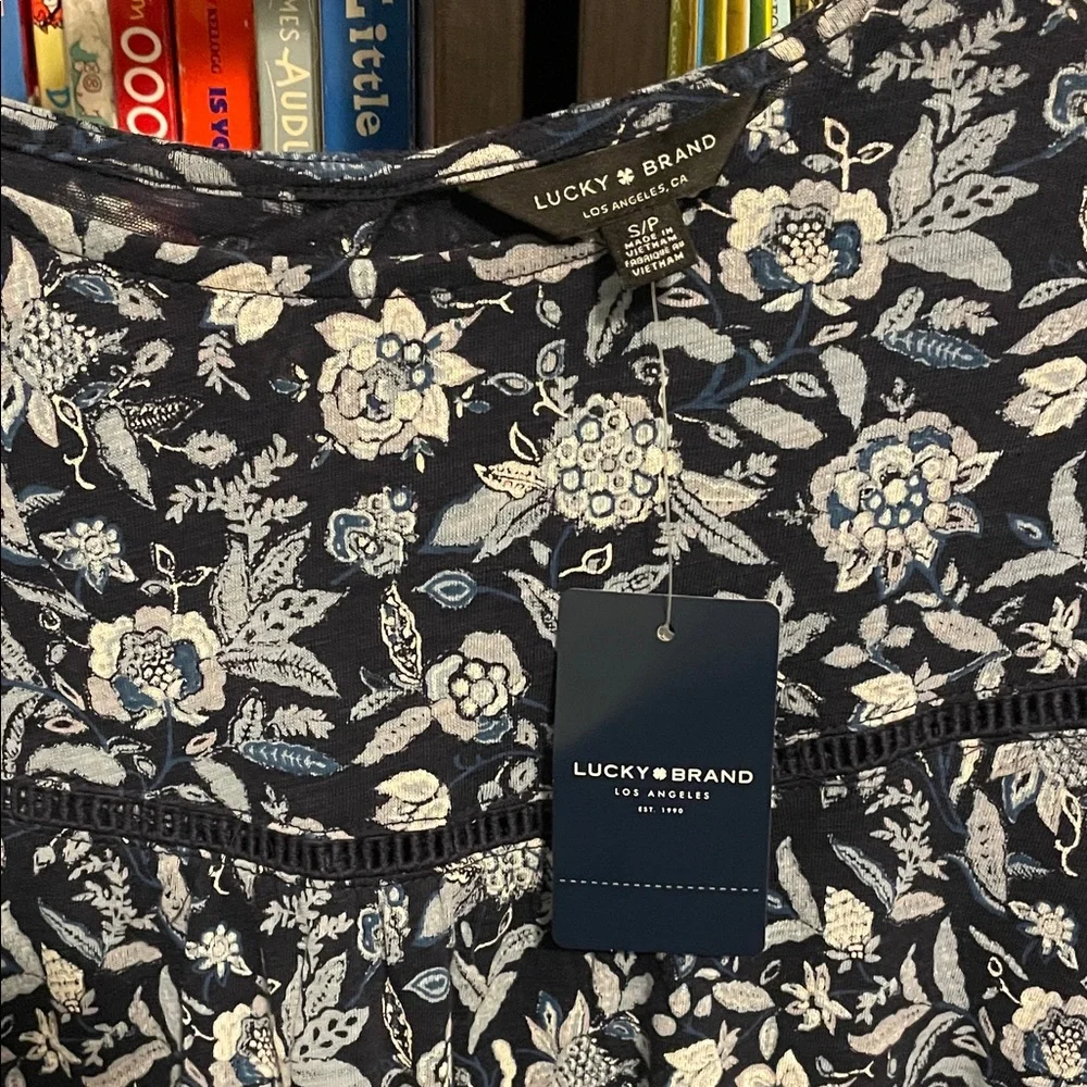 Lucky Brand Navy and White Floral Top - Picture 2 of 6